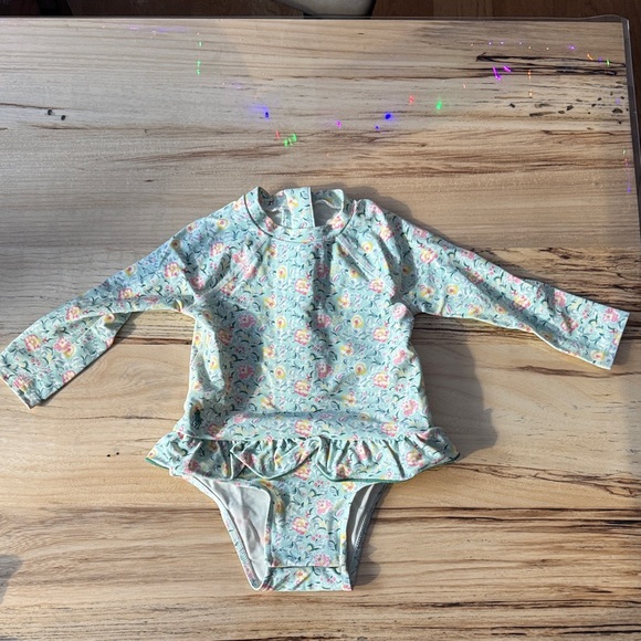 Ralph Lauren Other - Ralph Lauren 9-12 Floral Kids Swim Rashguard - Blue and Pink